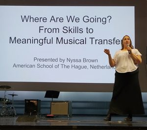 Nyssa Brown about Keynote: One of my greatest passions is to inspire music educators to think more broadly and more inclusively. As a keynote speaker, I aspire to frame a conference and/or meeting with big-picture, connective, challenging, and inspiring questions. By incorporating the theme of YOUR conference or workshop into our planning, I can deliver a keynote that speaks directly to the needs and challenges of your audience.